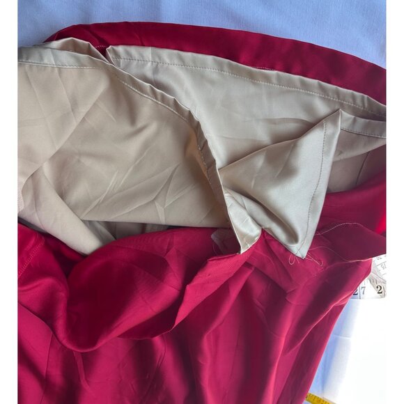 Vineyard Vines Sz 10 Cherry Red 100% Silk Dress Ruffle Neck Feminine Romantic - Picture 8 of 9